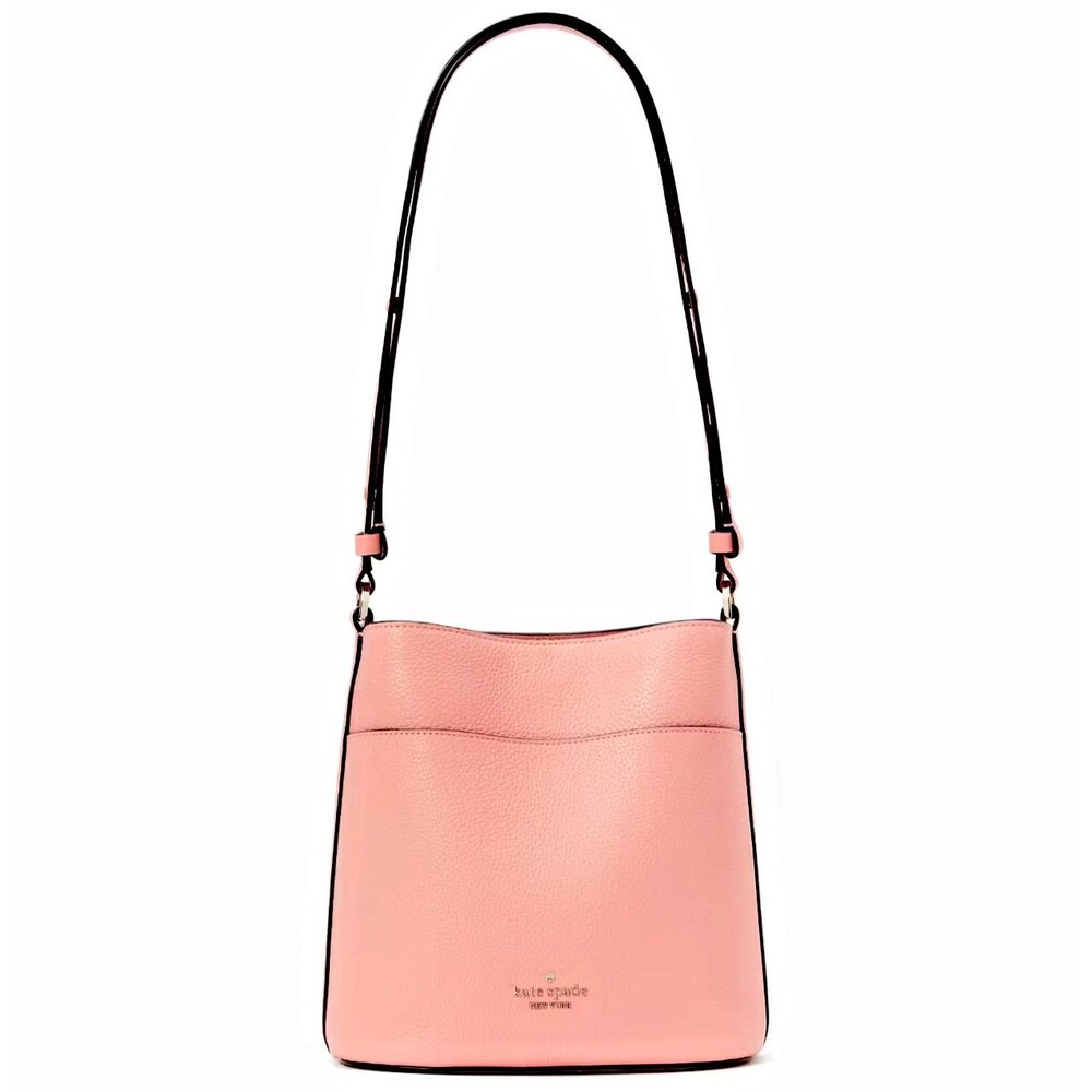 New Kate Spade Leila Small Bucket Bag Pebbled Leather Peachy Rose